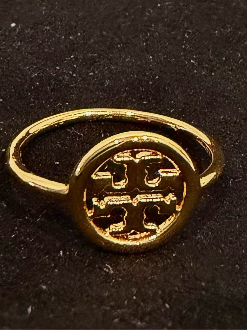 Tory Burch Gold Logo Openwork Ring New